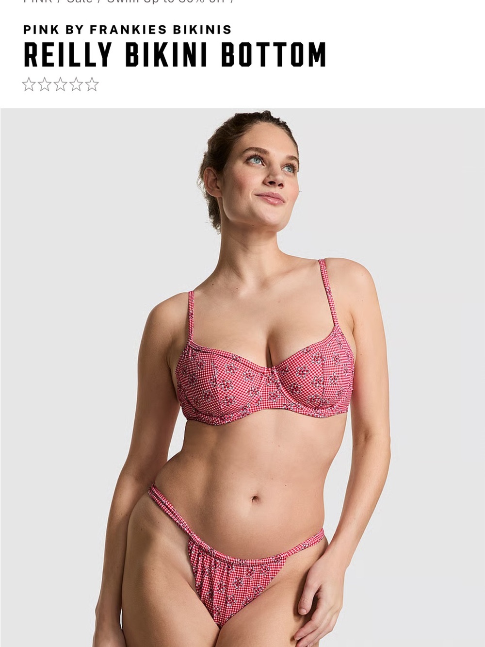 PINK Victoria's Secret Red Gingham Floral Thong Bikini Bottom - Ladybug Lane